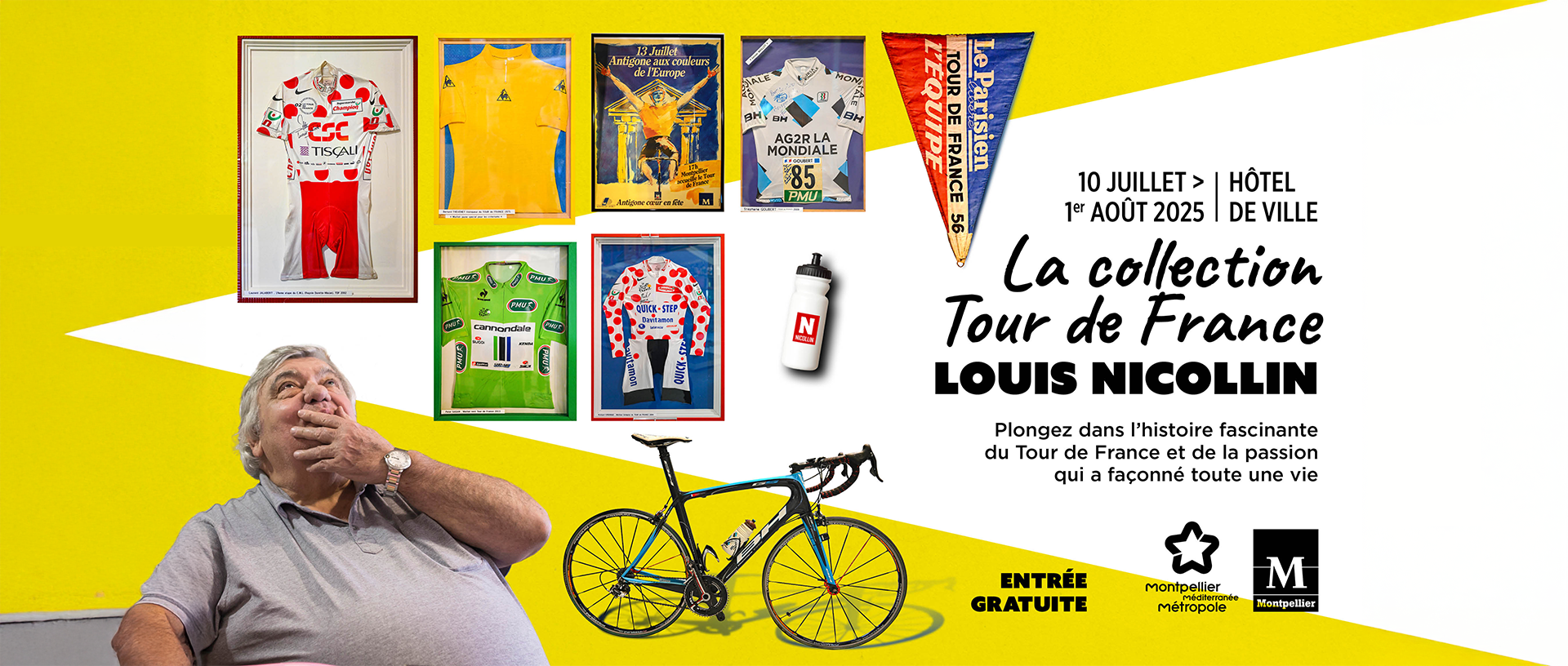 Exposition Louis Nicollin Banner Site Montpellier Tour De France